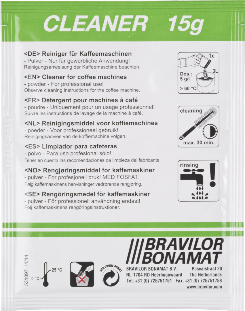 Bravilor Bonamat Cleaner — 60 × 15 g Sachets