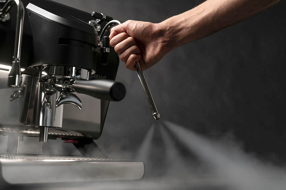 Sanremo YOU cold-touch steam wand in use